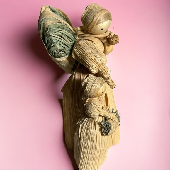 VINTAGE HANDMADE CORNHUSK MOM & HER PRETTY GIRLS - Picture 7 of 15